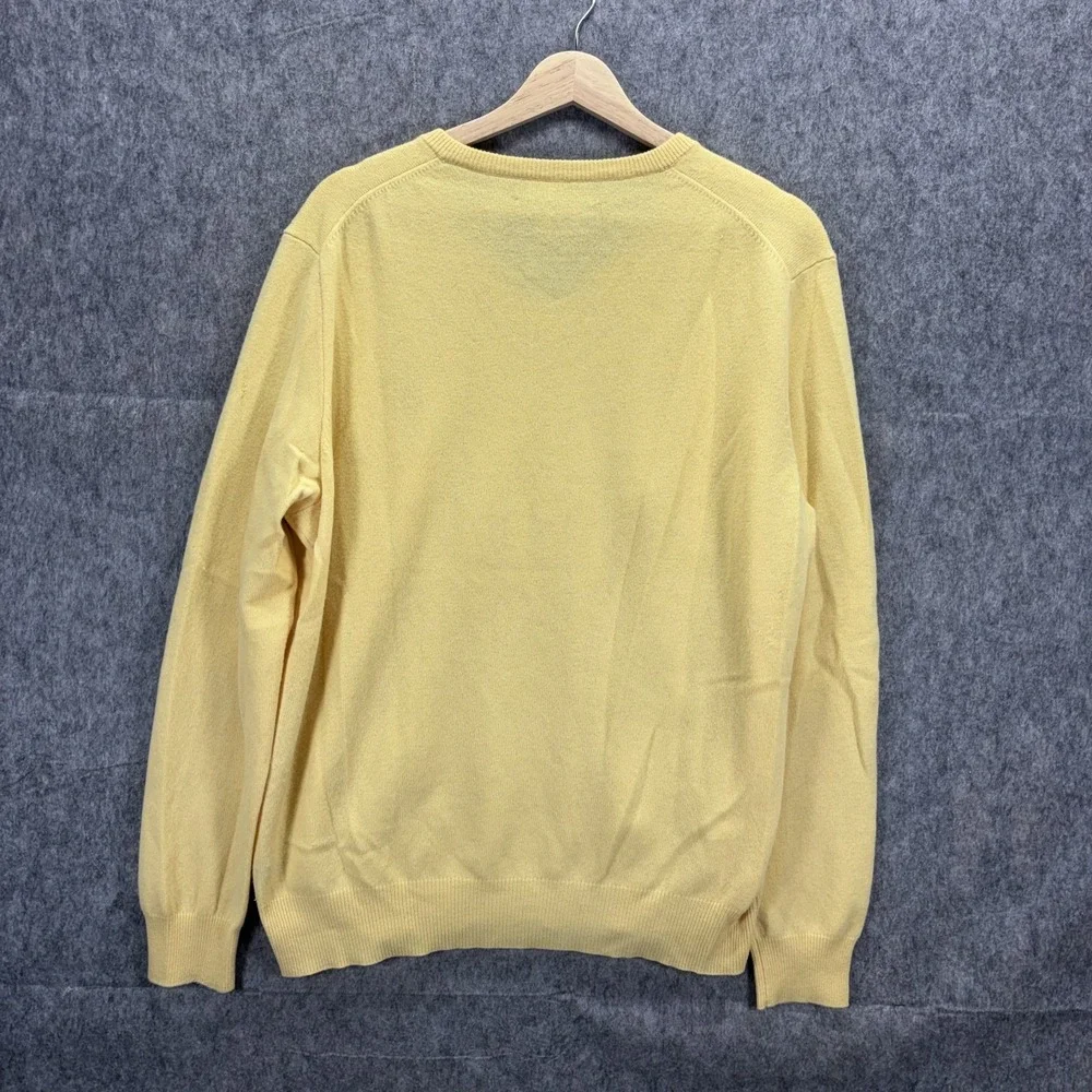 Vintage Polo Ralph Lauren 100% Merino Wool V Neck Sweater Butter Yellow Preppy